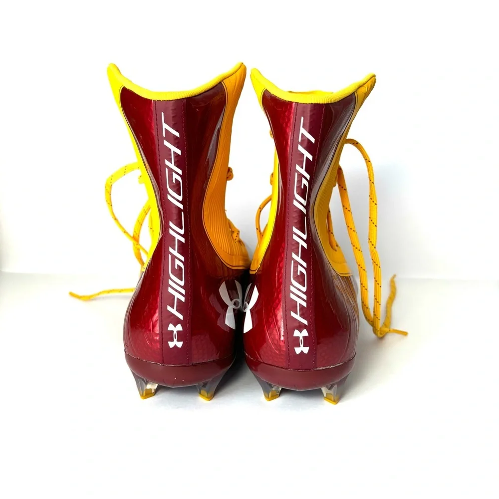 Under Armour Highlight MC Lineman Football Cleats Sz 15 High-Top Red Yellow NEW